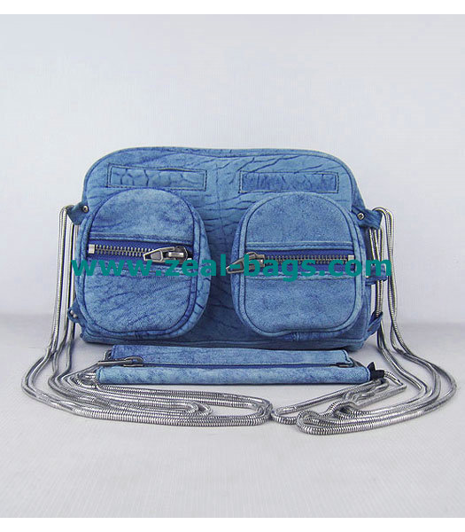 AAA Replica Alexander Wang Brenda Zip Chain Should Bag Blue Lambskin